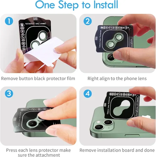 Vista 7 de Xfilm Bling Diamond - Protector individual de lente de cámara para iPhone 13 / iPhone 13 Mini, cubierta de protección de lente de cámara de vidrio