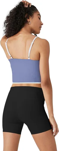 Vista 2 de Cyanstyle Brasier deportivo con tirantes delgados para mujer, cuello cuadrado, acolchado, para entrenamiento, fitness, camiseta corta sin mangas