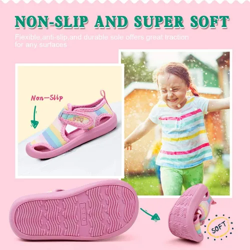 Vista 5 de STQ - Zapatos acuáticos para niños y niñas, de secado rápido, sin cordones, sandalias para la playa, para nadar, para la alberca, para bebés y niños