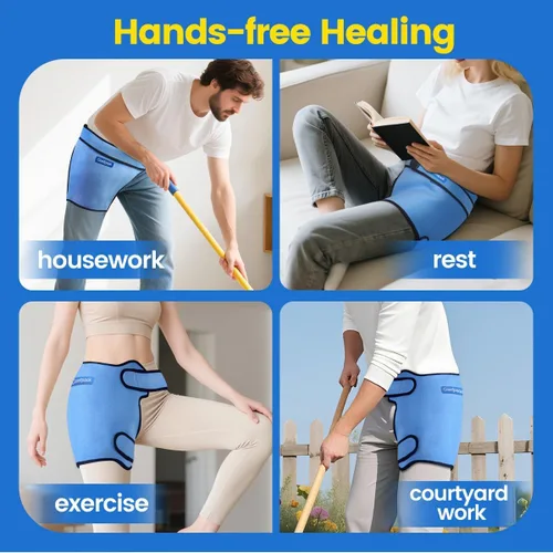 Vista 5 de Comfpack Bolsa de hielo para cadera, manga de compresión fría de gel para lesiones, cirugía de repuesto, ciática, bursitis, dolor flexor de cadera