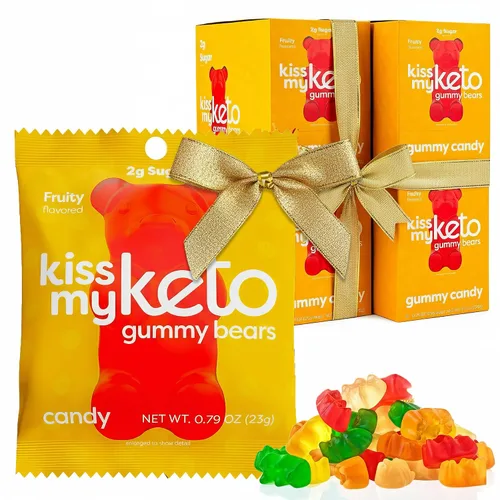 Vista 11 de Kiss My Keto Gomitas sin azúcar, mordeduras de bayas, paquete de 8 – Satisface los antojos mientras te mantienes en cetosis – Alto en fibra, 0.17 oz