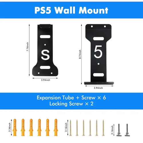 Vista 7 de Wall Mount for PS5, PS5 Holder PS5 wall mount Vertical Stand for PS5 (Disc and Digital), Stealth Mount Iron Holder