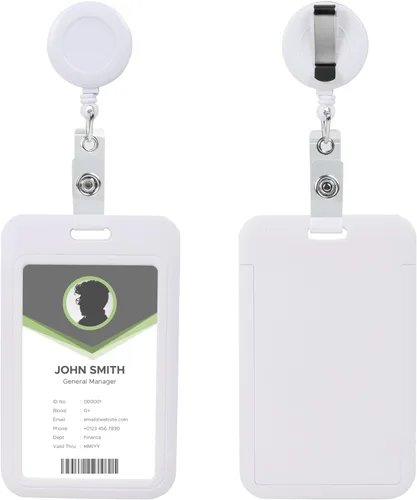 Vista 25 de Soporte retráctil para tarjetas de identificación con cordón separable, carrete de credencial resistente, llavero desmontable, soporte para tarjetas