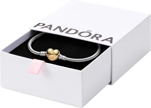 Vista 14 de PANDORA, Moments - Pulsera de cadena tipo serpiente con cierre de corazón, pulsera con dije compatible con dijes de Moments, viene con caja de regalo