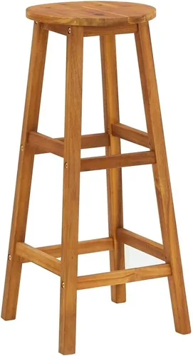 Vista 3 de sillas de bar, taburetes de bar, taburetes de bar Juego de 3, mesa de bar, sillas para barra de cocina, taburetes de bar 8 piezas de madera maciza