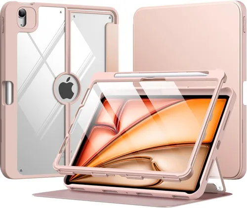 Vista 9 de MoKo Funda para iPad Air de 11 pulgadas 7ª/6ª generación M3/M2 2025/2024, iPad Air 5ª/4ª generación de 10.9 pulgadas 2022/2020 con soporte