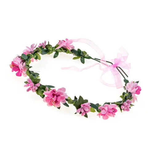 Vista 2 de Diadema de flores con corona floral para festival de boda (rosa)