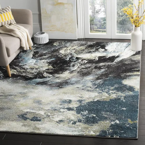 Vista 8 de SAFAVIEH Glacier Collection - Alfombra decorativa de 2 pies 3 pulgadas x 4 pies, azul y multicolor, diseño abstracto moderno, no desprende pelusa