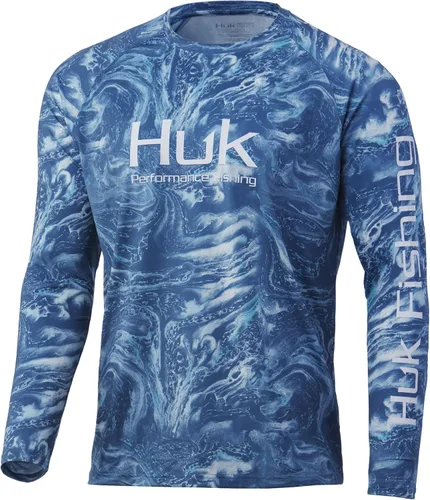 Vista 55 de Huk Pursuit Vented LS para hombre Refracción Fish Fade - San Sal/Wahoo