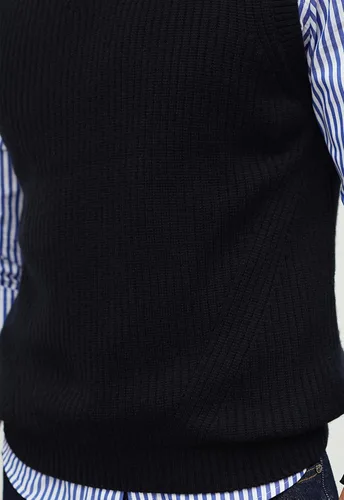 Vista 4 de zhili FS - Suéter de punto con cuello en V para hombre, sin mangas, chaleco de punto, liso, liso, ajuste holgado, todo tipo de suéter