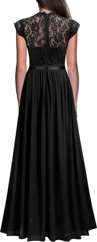 Vista 2 de Miusol Vestido de encaje floral formal para mujer, de manga corta, para fiesta de noche, largo
