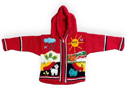 Vista 12 de Peruvian Wool Knitted Sweater with hoodie for babies & toddlers, Unisex, Chompas Peruanas, fall winter sweater