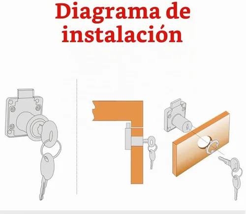 Vista 6 de Cerradura de cajón, cerradura de buzón, cerradura de escritorio. Adecuada para gabinetes de madera. Modelo CT-138-22