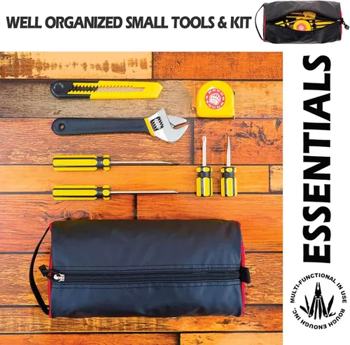 Vista 5 de Rough Enough - Bolsa de herramientas pequeña, organizador de piezas pequeñas con cremallera, asa portátil para equipo de motocicleta, electricista