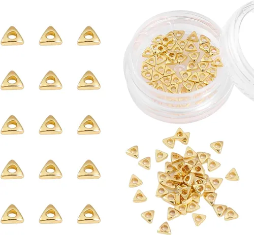 Vista 46 de BEADIA Cuentas espaciadoras triangulares chapadas en oro de 14 quilates, 0.098 x 0.059 in, 50 unidades para hacer joyas, no se deslustran