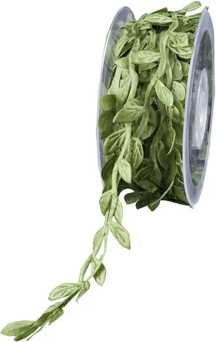 Vista 2 de DECORA Cinta de hojas verdes artificiales para decoraciones de coronas y flores (carrete de 20 yardas)