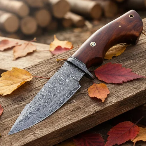 Vista 11 de PAL 2000 KNIVES Cuchillo de caza hecho a mano de acero de Damasco de 10 pulgadas - Mango de madera con funda 2060