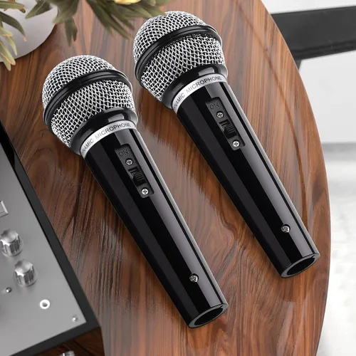 Vista 6 de Facmogu 3 piezas de accesorios de micrófono falso, juego de micrófono de plástico realista, multicolor Fun Pretend Mic Set for Stage, Lightweight