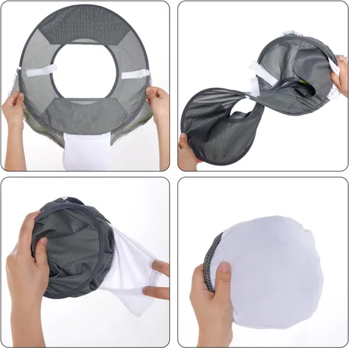 Vista 4 de Topbuti Paquete de 3 sombreros de malla de ala completa, parasol de cuello de alta visibilidad con rayas reflectantes para cascos