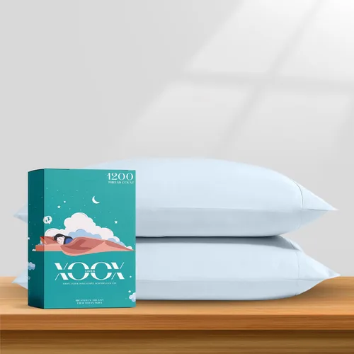 Vista 22 de XOOX Linen Juego de sábanas 100% algodón egipcio, sábanas de lujo de 1200 hilos de algodón egipcio tamaño Queen (4 piezas, gris claro), suave como