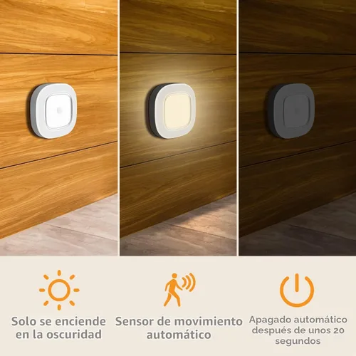 Vista 3 de Luces LED activadas con sensor de movimiento para armario, luz de techo LED inalámbrica activada para interiores, funciona con pilas, 300 lm