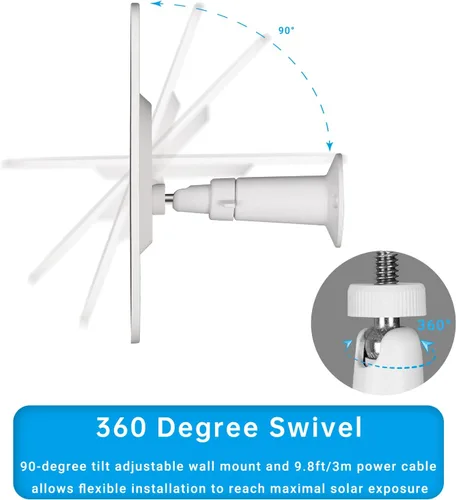 Vista 7 de Panel solar mejorado de 5 V 6 W para cámara de seguridad, compatible con Eufycam 2C/2C Pro/2/2 Pro/E20/E40/E, con puerto micro USB, adaptador USB-C