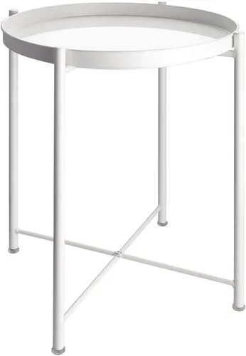 Vista 12 de EKNITEY - Mesa auxiliar pequeña de metal, mesa lateral impermeable para sofá pequeño, mesas de café para dormitorio, interior y exterior, con verde