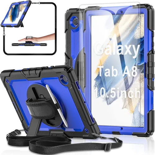 Vista 8 de Funda para tablet Samsung Galaxy Tab A7 Lite de 8,7 pulgadas, color negro Protective with Screen Protector, Rotate Stand, Hand Strap & Pen Holder