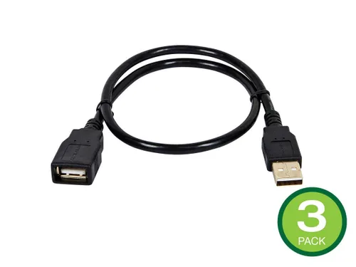 Vista 6 de Monoprice Cable de extensión USB 2.0 A macho a hembra de 3 pies 28/24 AWG (chapado en oro) (105432), color negro