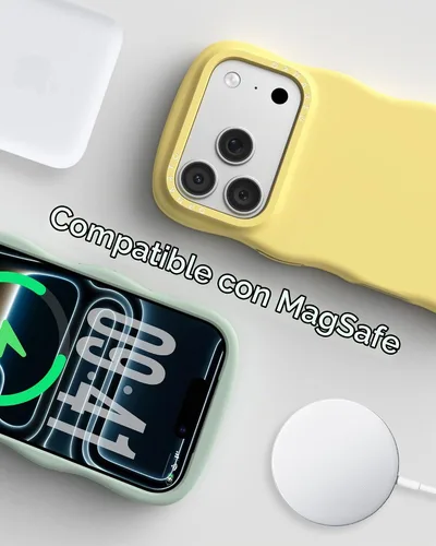 Vista 7 de ORNARTO Funda para iPhone 17 Pro de 6.3", silicona líquida ondulada a prueba de golpes con protección contra caídas y botón de control de cámara