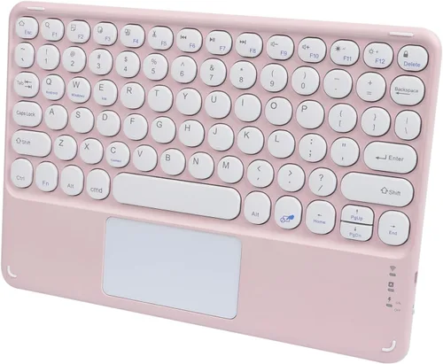 Vista 10 de Teclado inalámbrico con panel táctil, teclado Bluetooth recargable ultrafino mini con panel táctil, teclas redondas para iPad pro/iPad/iOS/Mac Verde