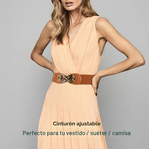 Vista 5 de JASGOOD Cinturones Elásticos para Mujer para Vestidos Vintage Cinturones Anchos de Cintura Elásticos Paquete de 4 de 2.36" de Ancho