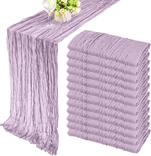 Vista 12 de Pack de 12 caminos de mesa de estopilla de 35x72 pulgadas, bohemio, de gasa, rústico, tela de queso, camino de mesa largo romántico para boda Azul