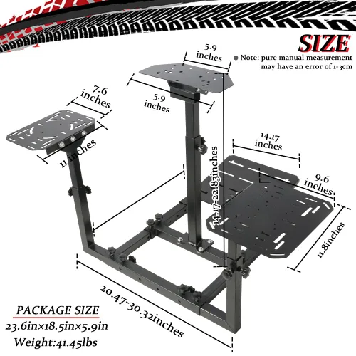 Vista 5 de Supllueer Flight Game Mount & Racing Wheel Stand with Three Multiple Shift Lever Panels fit Logitech Thrustmaster Saitek Honeycomb, Steering Wheel