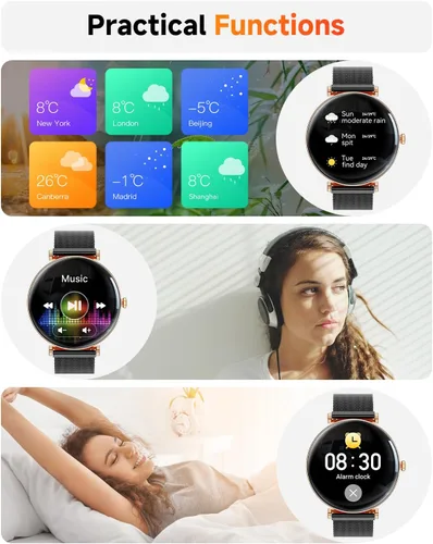 Vista 7 de Hwagol - Relojes inteligentes para mujer compatibles con iPhone Android [llamadas/cuerpo delgado de metal], pantalla AMOLED microesférica de 1.43