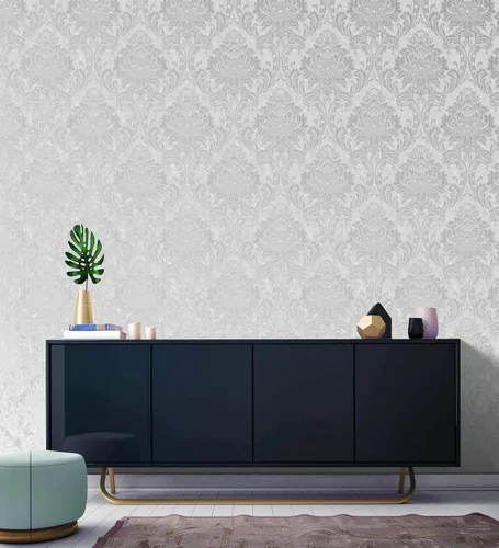 Vista 5 de Papel pintado de oro rosa y gris de Milan Damask
