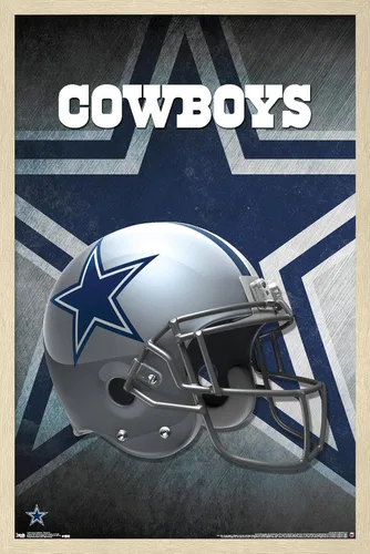 Vista 9 de Trends International NFL Dallas Cowboys - Póster de pared con casco 16, 14.725 x 22.375 pulgadas, versión enmarcada de madera de granero Versión