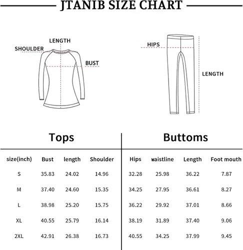 Vista 6 de JTANIB Ropa interior térmica para mujer con forro polar básico largo ultra suave S-XXL