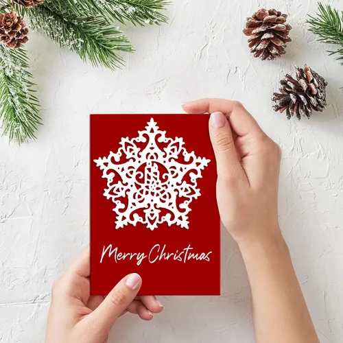 Vista 4 de ORIGACH 4 plantillas de plantillas de troqueles de corte de metal con copos de nieve para hacer tarjetas de Navidad y álbumes de recortes