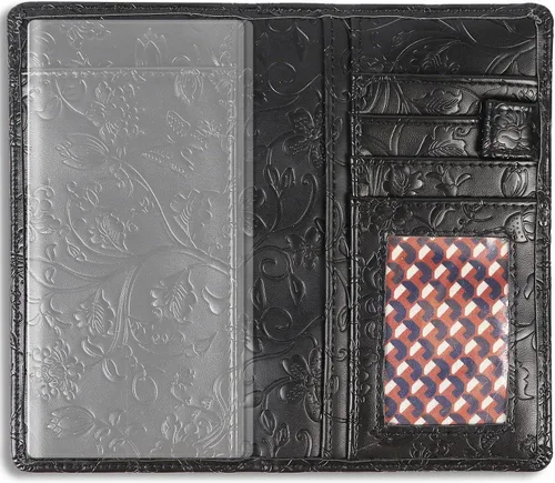 Vista 13 de Sanlykate Funda de libro de cheques de cuero para hombres y mujeres, estuche de libro de cheques con bloqueo RFID con tarjetero y divisor gratuito
