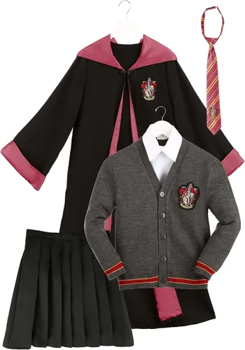 Vista 5 de Disfraz de Hermione Granger de Harry Potter de lujo para niños, bata de Hermione Gryffindor, bata de mago con capucha