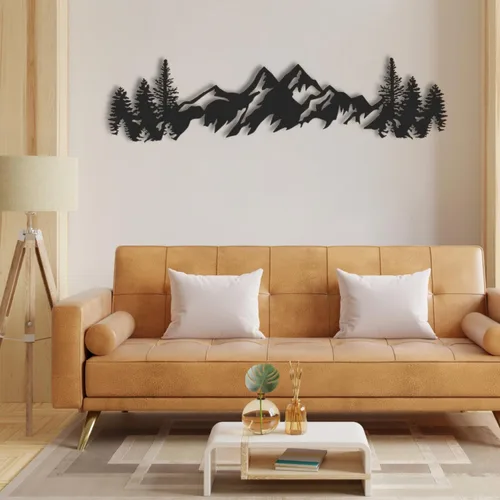 Vista 4 de Arte de pared de metal de montaña, arte de pared de metal de montaña, arte de pared grande montañas, decoración de pared de montaña, arte de pared
