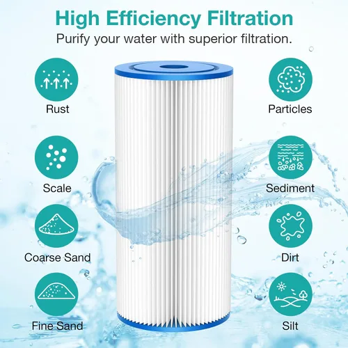 Vista 2 de SimPure Filtro de agua de sedimento plisado de 10 x 4.5 pulgadas, cartucho de filtro de agua para toda la casa de 5 micrones para agua de pozo