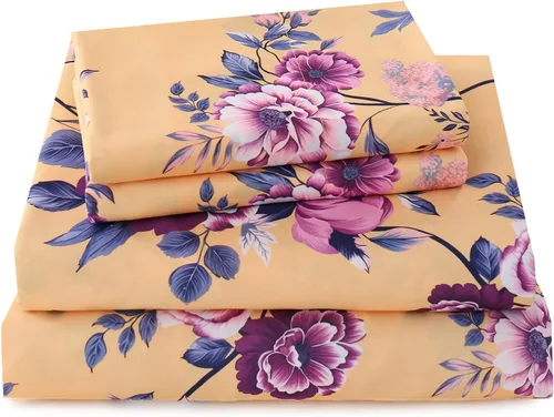 Vista 14 de Yibeizi - Juego de sábanas con estampado floral para cama de tamaño queen, sábanas de microfibra con patrón botánico boho, fundas para almohada