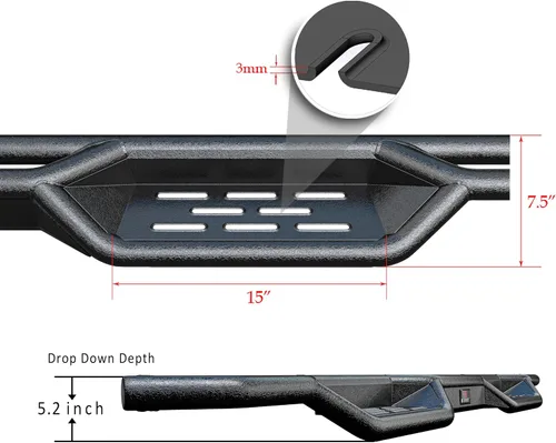 Vista 5 de HD Ridez Estribos de estilo desplegable, escalón lateral compatible con Nissan Frontier 2005-2026 Crew Cab