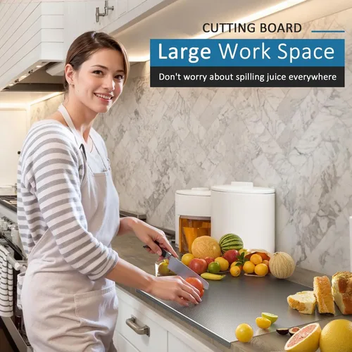 Vista 7 de KORVOS Tabla de Cortar de Acero Inoxidable 304, Tamaño Grande 23.62"x19.68" Tablas de Cortar de Servicio Pesado, Tabla de Cortar de Bajo Ruido