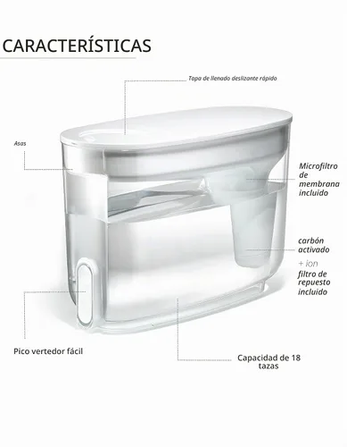Vista 3 de LifeStraw Home BPA-Free Water Filter Dispenser, 18-Cup, Midnight Blue Azul medianoche