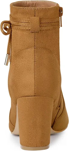 Vista 4 de Allegra K Botines con cremallera y tacón de bloque puntiagudo para mujer