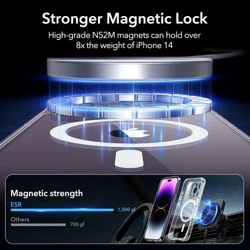 Vista 4 de ESR Funda para iPhone 14, compatible con MagSafe, funda de cuerpo completo a prueba de caídas de grado militar con protector de pantalla de vidrio