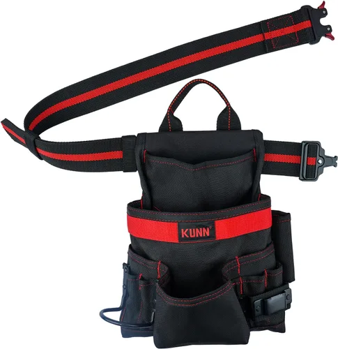 Vista 9 de KUNN 10-Pocket Carpenter Tool Pouch,Adjustable 2-Inch Belt Heavy Duty Construction,Hammer Holder and Tape Measure Clip